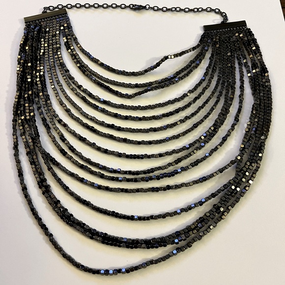 Charcoal Bib Style Necklace - Picture 2 of 4